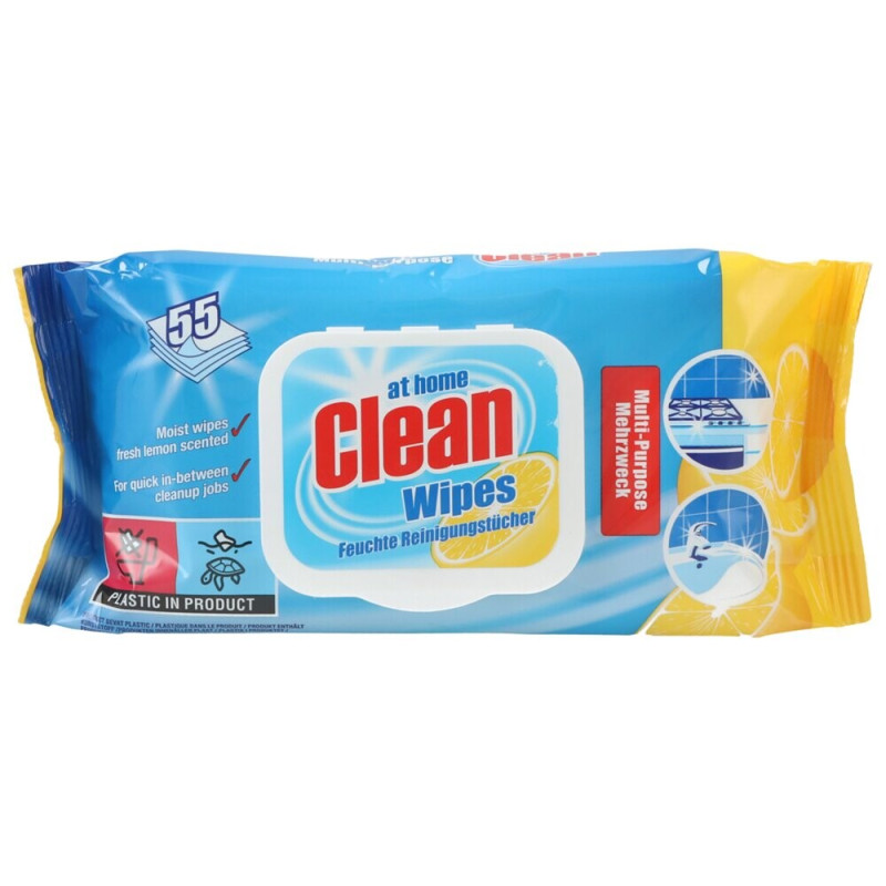 Rengöringsservetter At Home Clean Multi Cleaning Wipes, Citron - 55 Pack