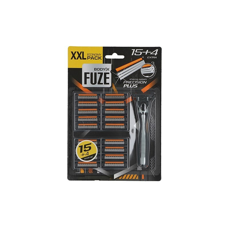 Rakhyvel Body-X Fuze Triple Blades For Men, Hyvel + 19 Rakbladshuvuden