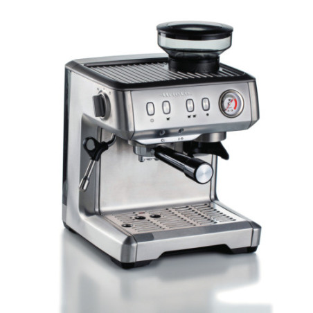 Espresso-maskin i metall, med kvarn