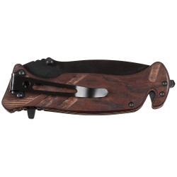 Fällkniv m tändstål, bältesskärare, glaskross