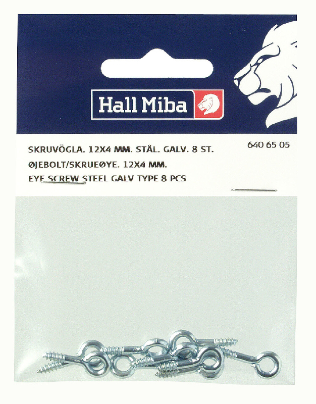 Skruvögla 12 x 4 mm stål galvaniserad 8-p