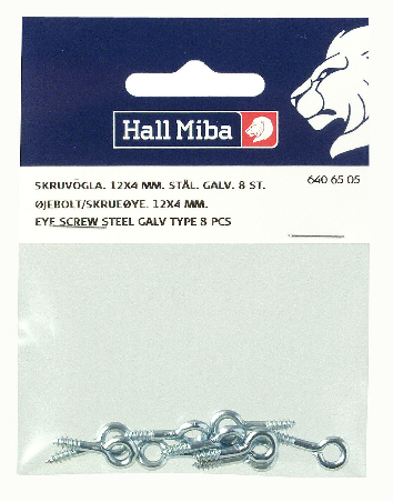 Skruvögla 12 x 4 mm stål galvaniserad 8-p