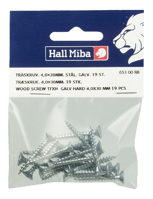 Träskruv TFXH 4,0 x 30 mm stål galv härd 19-p