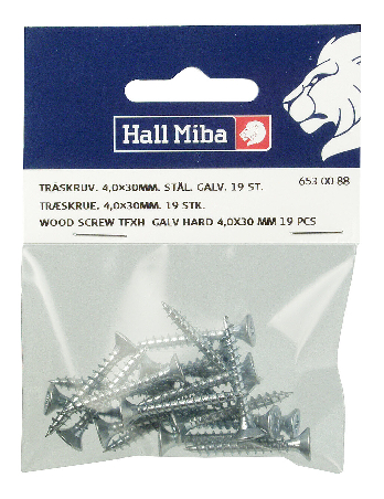 Träskruv TFXH 4,0 x 30 mm stål galv härd 19-p