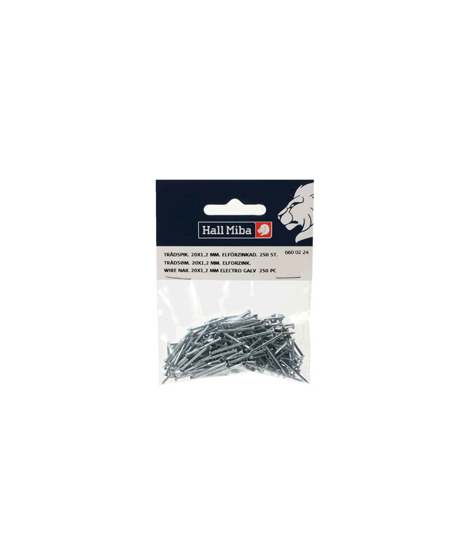 Trådspik 20 x 1,2 mm stål elförzink ca 250 st