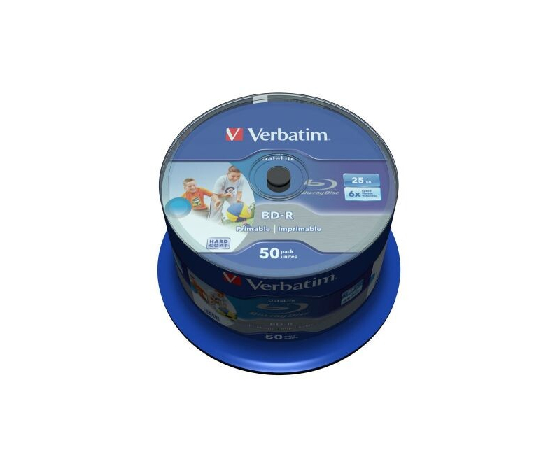 Verbatim BD-R SL, 6x, 25GB/200min, 50-pack spindel, Hard Coat