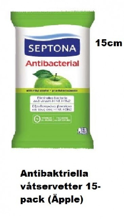 Våtservetter Antibaktriella 15-pack