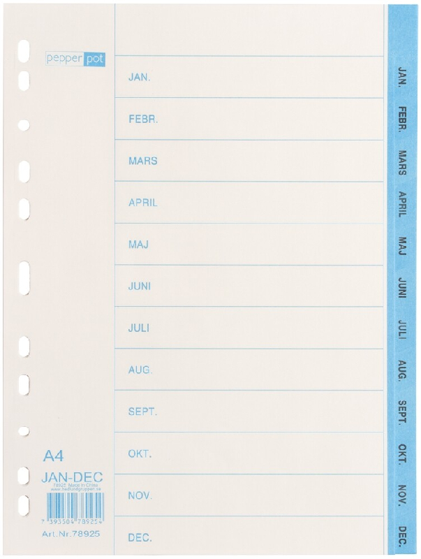 Register A4 flik Jan-Dec