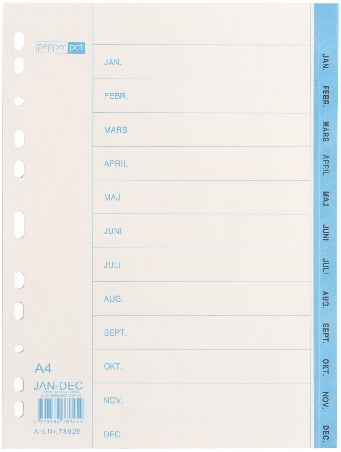Register A4 flik Jan-Dec