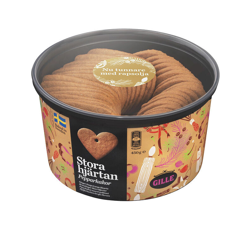 Pepparkakor Stora Hjärtan med hål Gille 450g