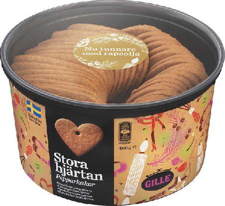 Pepparkakor Stora Hjärtan med hål Gille 450g