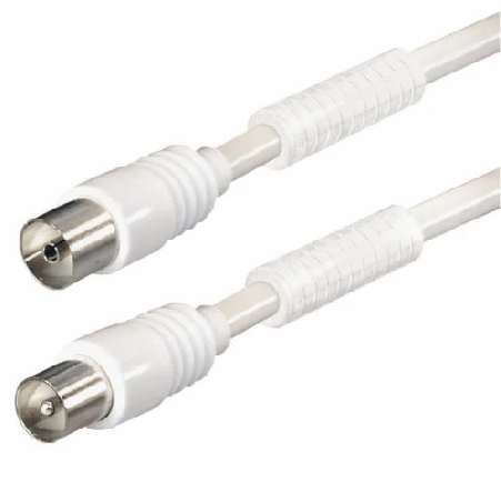 Antennkabel 85dB ferrit, 7,5m, vit