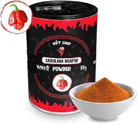 HOT CHILI PULVER 30 g 2,2 miljoner SHU (varning Extremt stark)